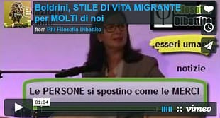 Laura Boldrini auspica e pronostica lo STILE DI VITA MIGRANTE per MOLTI di noi Laura Boldrini, persone come merci