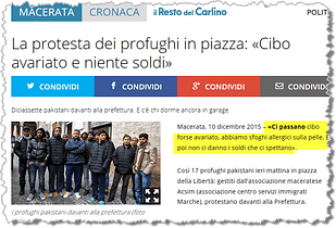 Profughi pakistani, proteste per cibo e compensi a Macerata profughi pakistani Macerata – proteste 2015