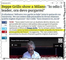 Beppe Grillo torna in teatro con uno spettacolo Beppe Grillo leader di partito