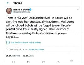 Trump scrive che votare via posta facilita le frodi (segnalato)! Trump-segnalato-da-twitter