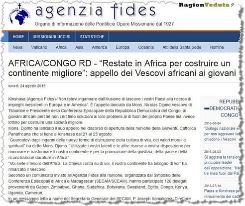 Restate in Africa, appello del monsignore africano