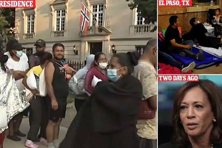 Immigrati davanti alla residenza di Kamala Harris