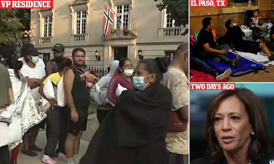 Immigrati davanti alla residenza di Kamala Harris